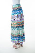 Load image into Gallery viewer, Printed Elastic Waist Band Long Skirt with Tassels in Sage Combo