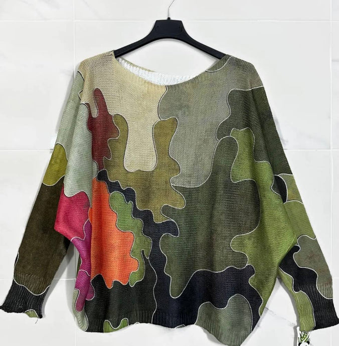 LOOWIE - 196 One Size Camo Style Printed Sweater LOOWIE