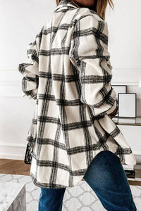 Lily Clothing - CWOJA0368_LOOSE FIT PLAID BIG BUTTONED SHIRTS JACKET: White / (XL) 1