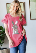 Load image into Gallery viewer, HEIMISH - ET7822-10 SHORT SLEEVE SOLID URBAN RIBB TOP WITH RABBIT