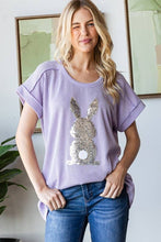 Load image into Gallery viewer, HEIMISH - ET7822-10 SHORT SLEEVE SOLID URBAN RIBB TOP WITH RABBIT