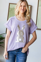 Load image into Gallery viewer, HEIMISH - ET7822-10 SHORT SLEEVE SOLID URBAN RIBB TOP WITH RABBIT