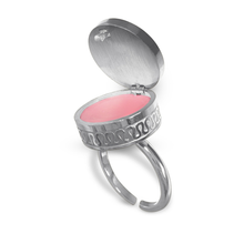 Load image into Gallery viewer, Boho Lip Balm Ring in White Gold Adjustable Band - Get Balmy - USA -