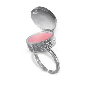 Boho Lip Balm Ring in White Gold Adjustable Band - Get Balmy - USA -