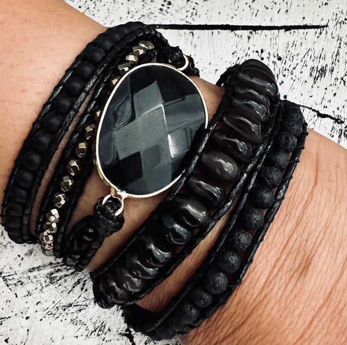 Onyx Long Strand Wrap Bracelet - Kingdom Girl