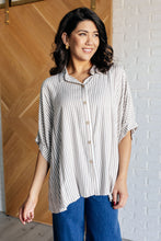 Load image into Gallery viewer, Boxy Striped Button Up in Mocha