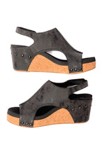 Load image into Gallery viewer, Carley Wedge Sandals in Black Metallic