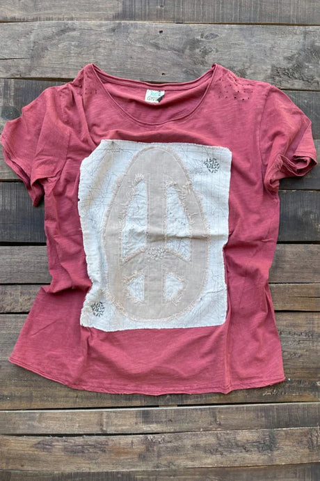 Tattered Tee - Peace / Wine - Jaded Gypsy