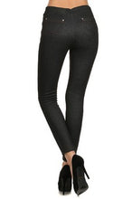 Load image into Gallery viewer, Black Fleece Jeggings with front Zipper