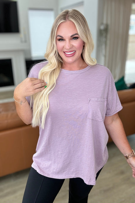 Casually Cool Patch Pocket Tee in Mauve - Rae Mode