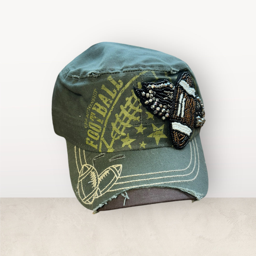 Football Mom Cadet Cap - Olive- Embroidery Patch