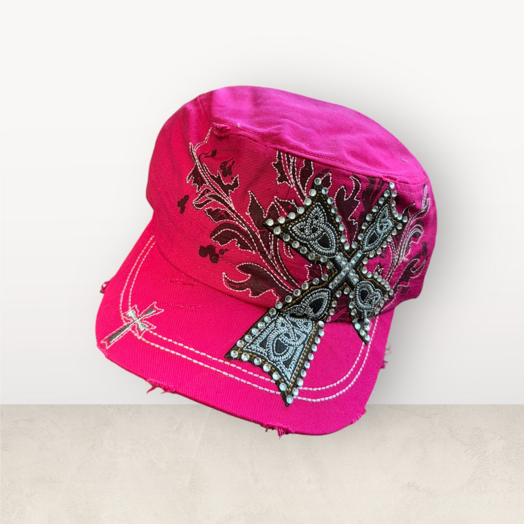 Pink Cross Cadet Cap  - Embroidery Patch