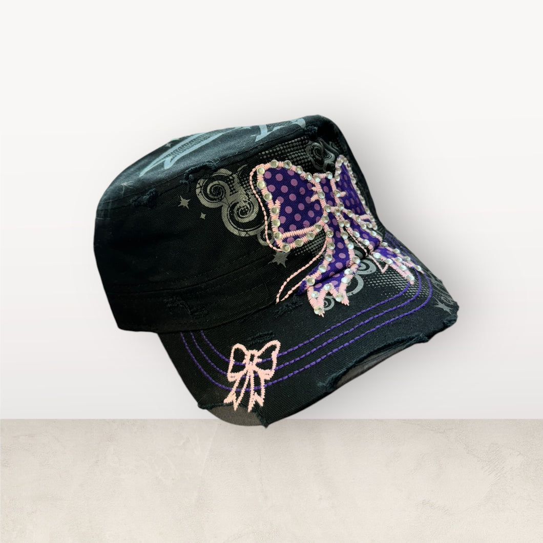 Purple Dot Bow Cadet Cap Embroidery Patch