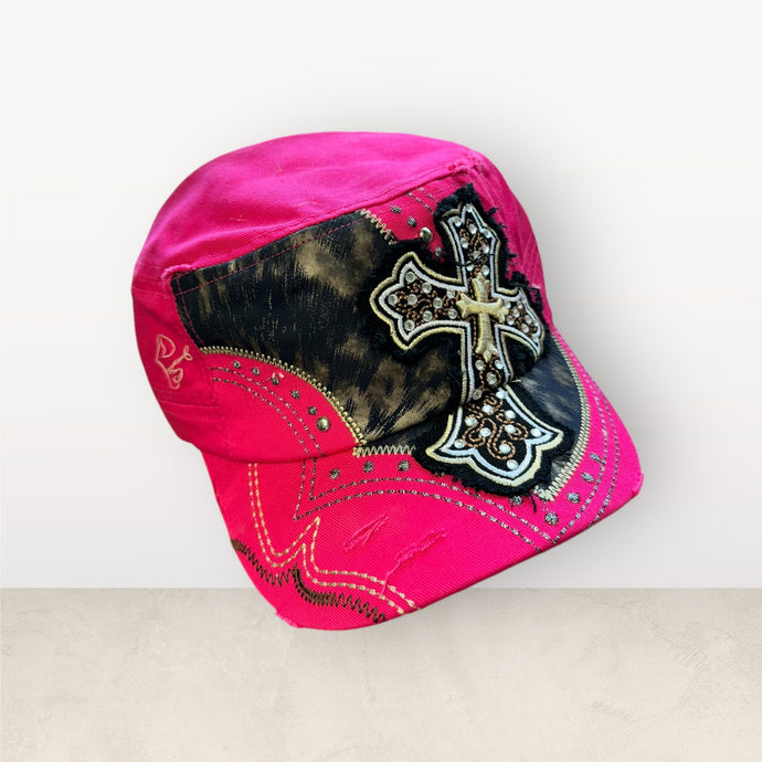 Pink / Black Cross Cadet Cap  - Embroidery Patch (Copy)