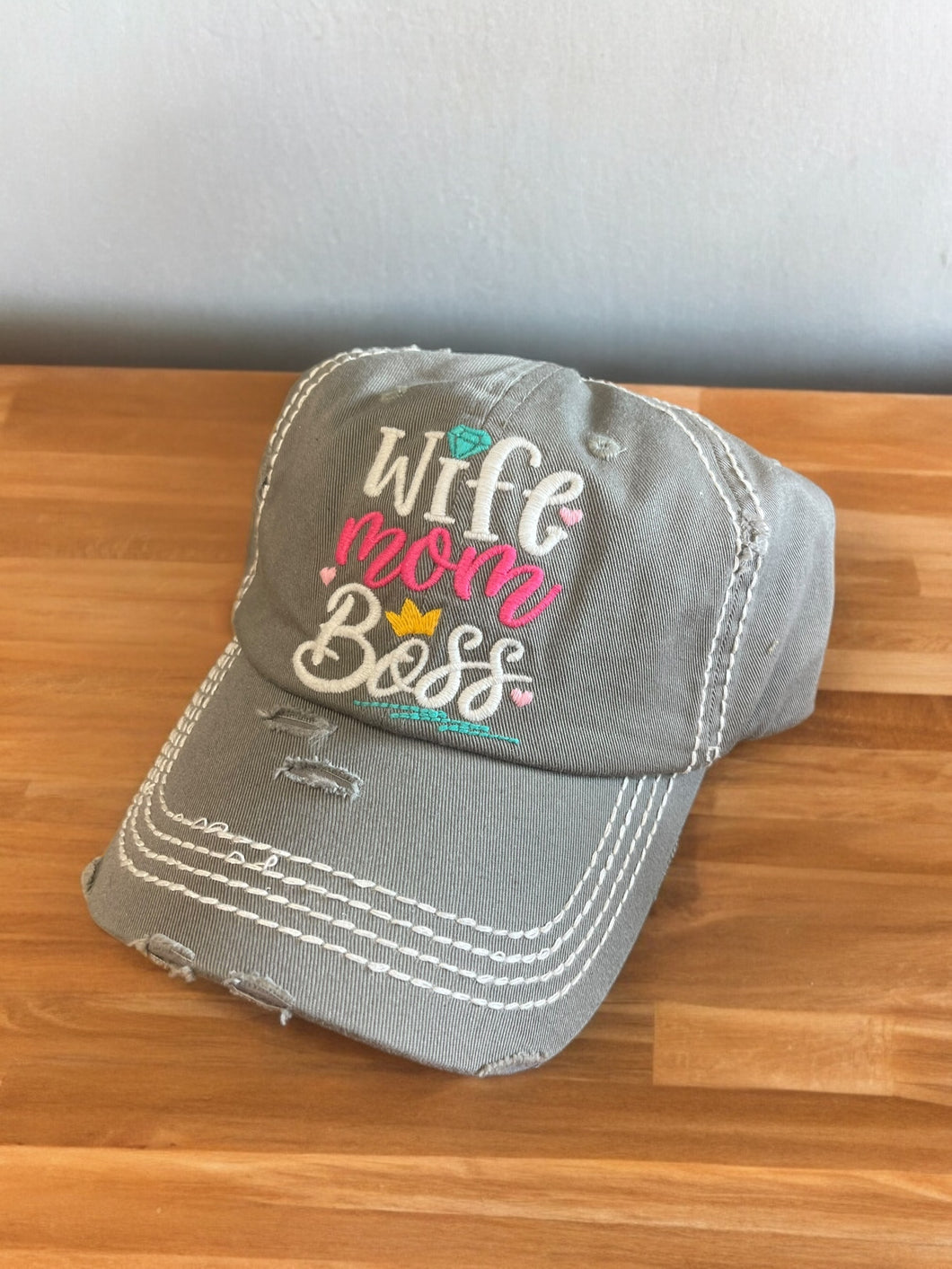 Wife Mom Boss Grey - Embroidery Patch