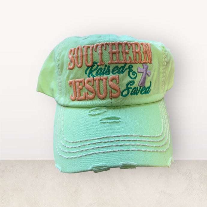 Southern Raised and Jesus Saved Cap - Embroidery