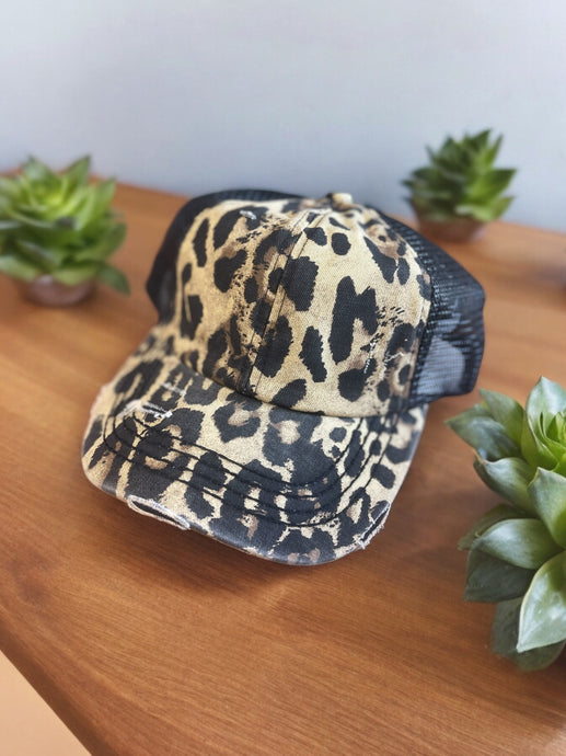 Cheetah Print Cap - PonyTail