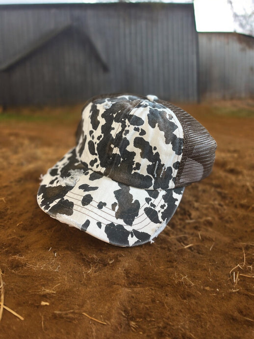 Cow Print Cap - PonyTail