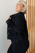 Load image into Gallery viewer, Reese Rhinestone Denim Jacket in Black