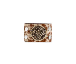 Brandianna Hair-on Hide Cuff Bracelet in Brown - Myra Bag