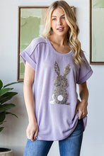 Load image into Gallery viewer, HEIMISH - ET7822-10 SHORT SLEEVE SOLID URBAN RIBB TOP WITH RABBIT