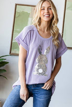 Load image into Gallery viewer, HEIMISH - ET7822-10 SHORT SLEEVE SOLID URBAN RIBB TOP WITH RABBIT