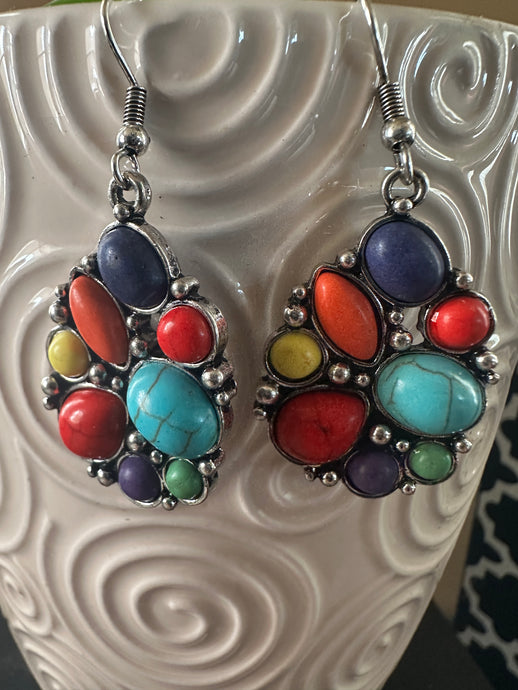 Multi Stone Dangle Earrings