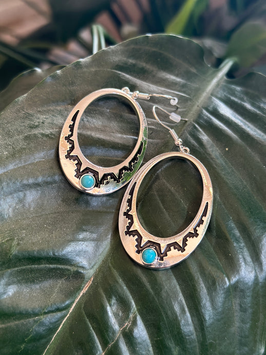 Tribal Turquoise Oval Earring