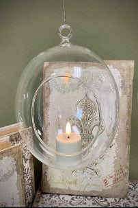 Glass Teardrop Tea Light Holder - 8x6x6