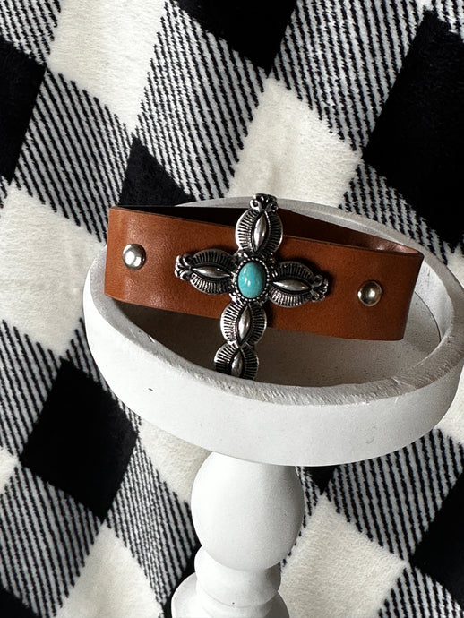 Cross Leather Cuff