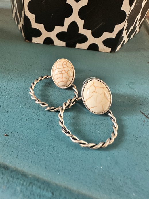 White Stone Hoop Earrings