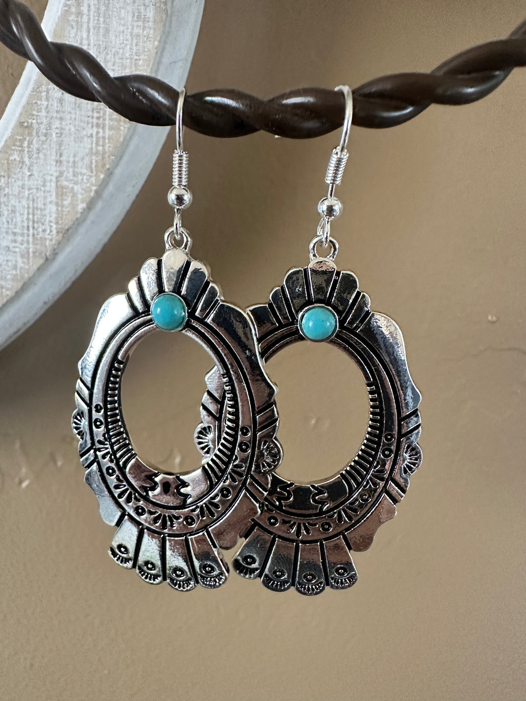 Turquoise Hug Silver Earrings