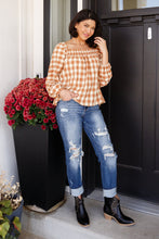 Load image into Gallery viewer, One Fine Afternoon Gingham Plaid Top In Caramel