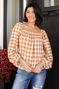 One Fine Afternoon Gingham Plaid Top In Caramel