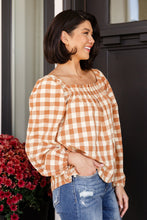 Load image into Gallery viewer, One Fine Afternoon Gingham Plaid Top In Caramel