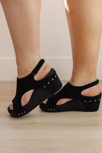 Walk This Way Wedge Sandals in Black Suede - Corkly